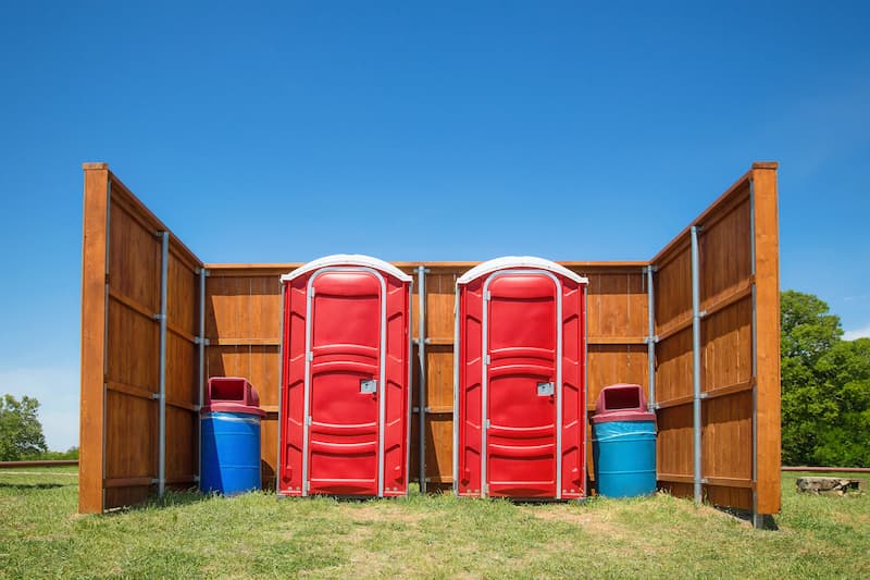 Short-term porta potty units staged for delivery in Princeton, Minnesota